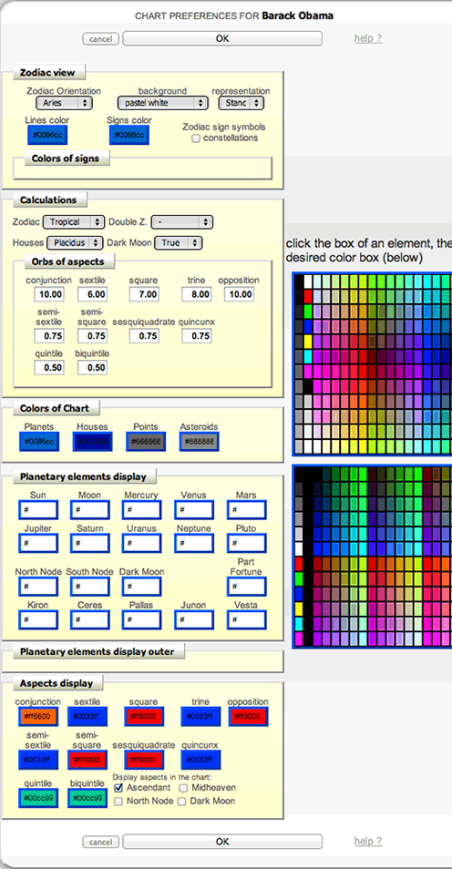 Graphic and calculation preferences Software AstroQuick 7.8