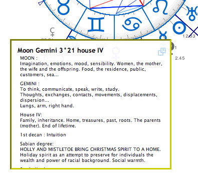 one clic astrological interpretation AstroQuick with symbolic degrees